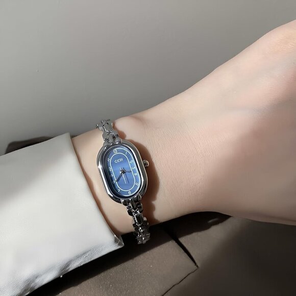 Women Silver Vintage Oval Watches Luxury Minimalism Bracelet Small Ladies Analog main image 5